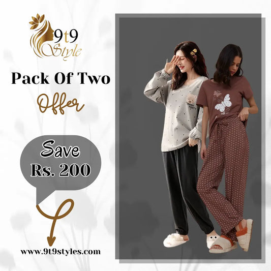 Pack Of Two Printed Pajama Night Suit Set 21