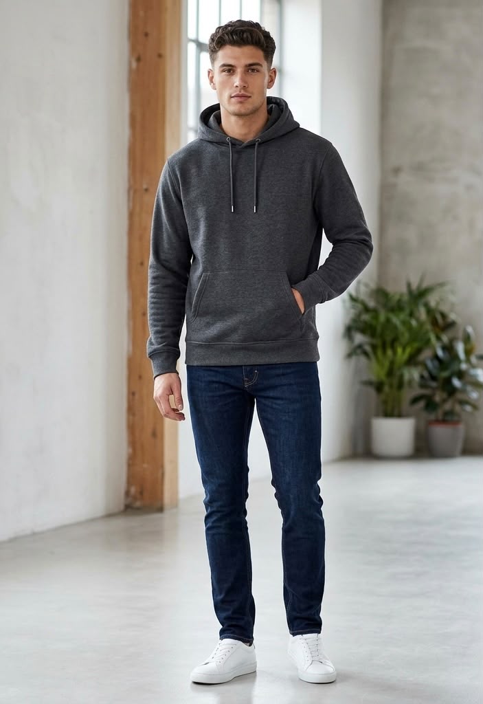 Plain Charcoal Hoodie for men’s