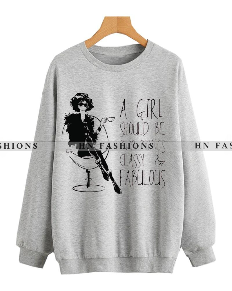 Grey Printed Sweatshirt For Women