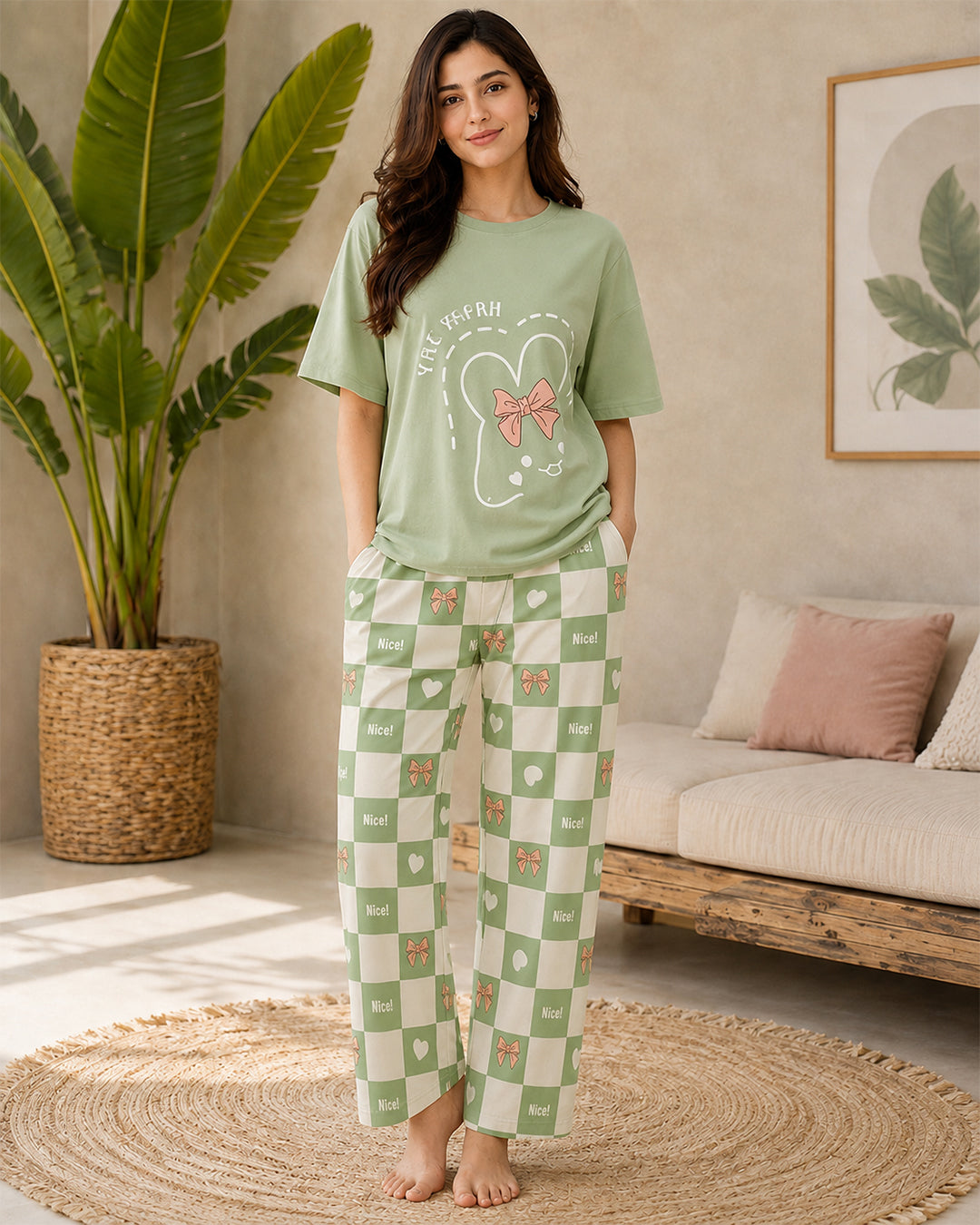 Happy day printed Night suit