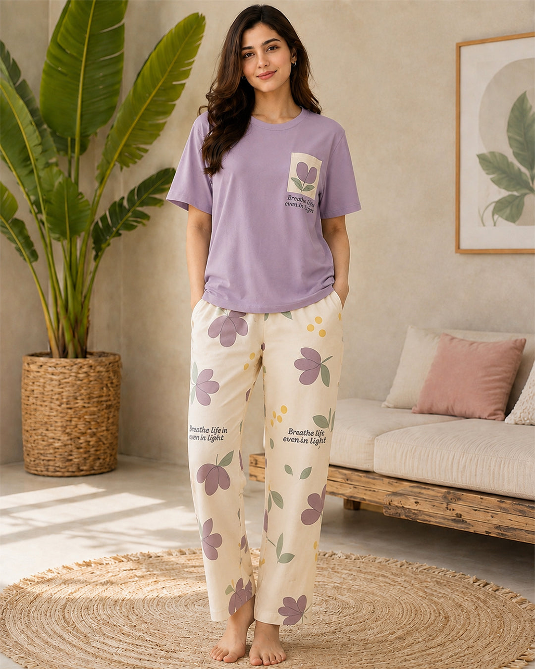 Lilac Pocket Flower Full Sleeves