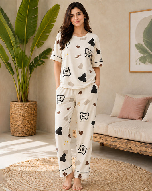 CREAM BEAR PJ Suit