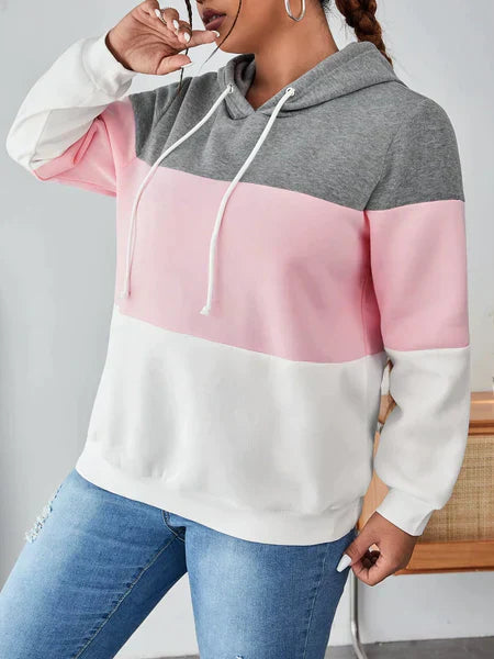 White With Grey Pink Hoodie For Women