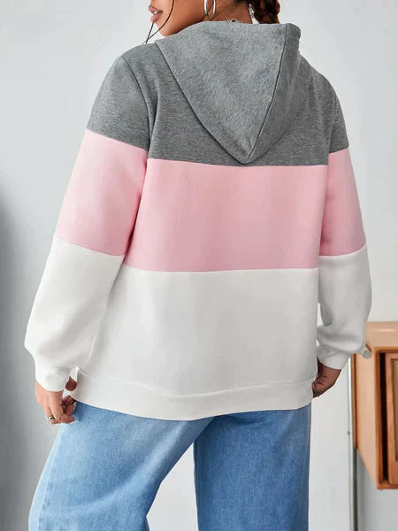 White With Grey Pink Hoodie For Women