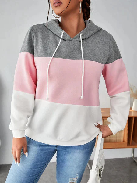 White With Grey Pink Hoodie For Women