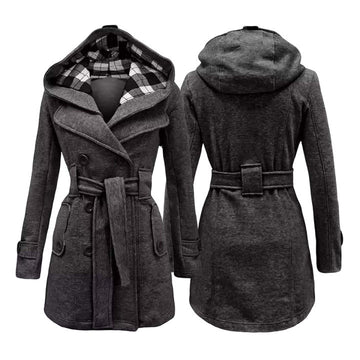 Women Long Coat Charcoal