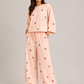 Women's Premium Barbary Fabric Sleepwear Set – Loose Trouser & Short Tee SBSPJ-11