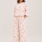 Women's Premium Barbary Fabric Sleepwear Set – Loose Trouser & Short Tee SBSPJ-09