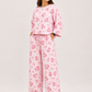 Women's Premium Barbary Fabric Sleepwear Set – Loose Trouser & Short Tee SBSPJ-07