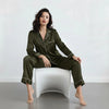 PLAIN SILK NIGHT SUIT - Olive