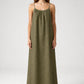 STUNNING BACKLESS MAXI DRESS - ARMY GREEN