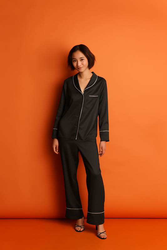 Silk Button Down -Black