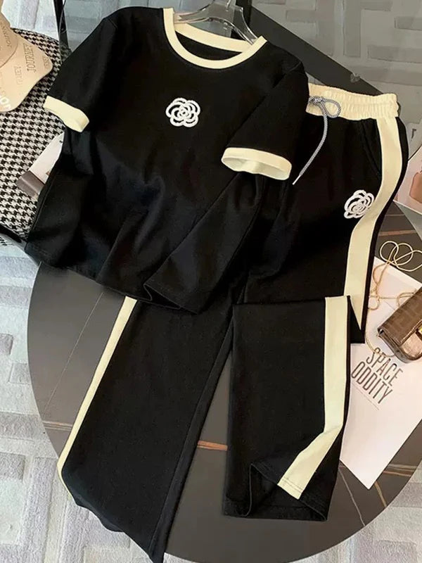 Flower Printed Black Track Suit