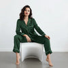 PLAIN SILK NIGHT SUIT - BOTTLE GREEN