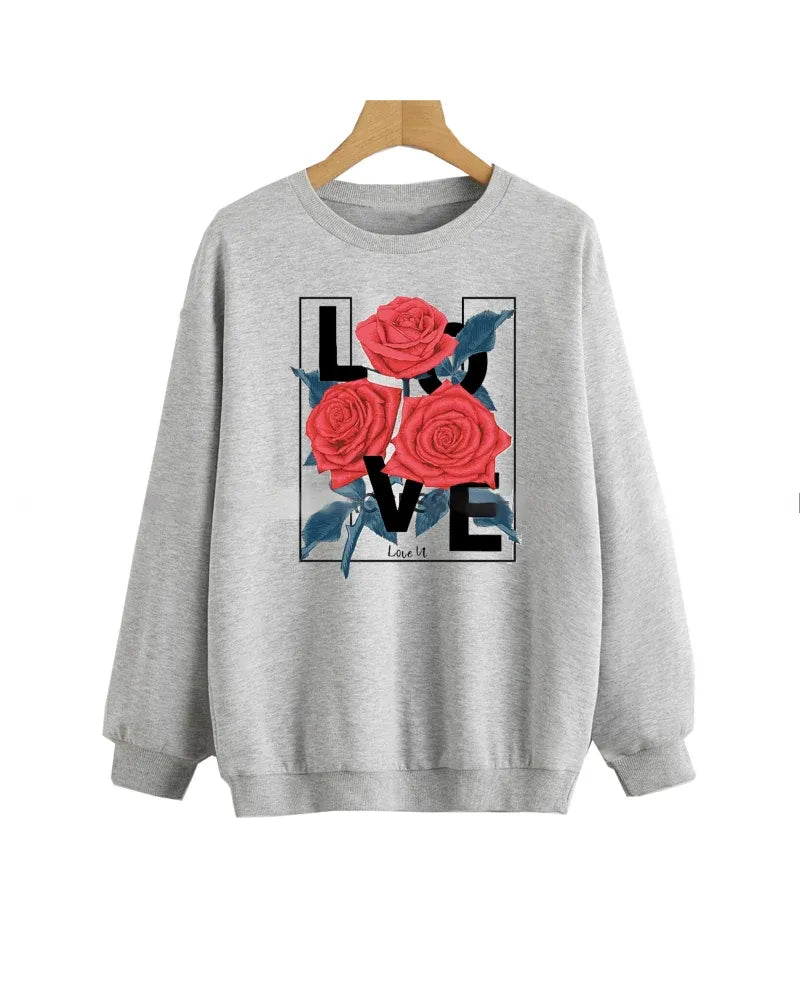 Grey Love It Printed Sweatshirt For Women