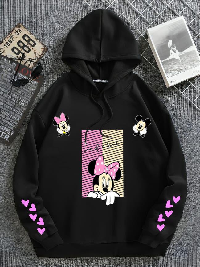 Mickey Printed Hoodie Black