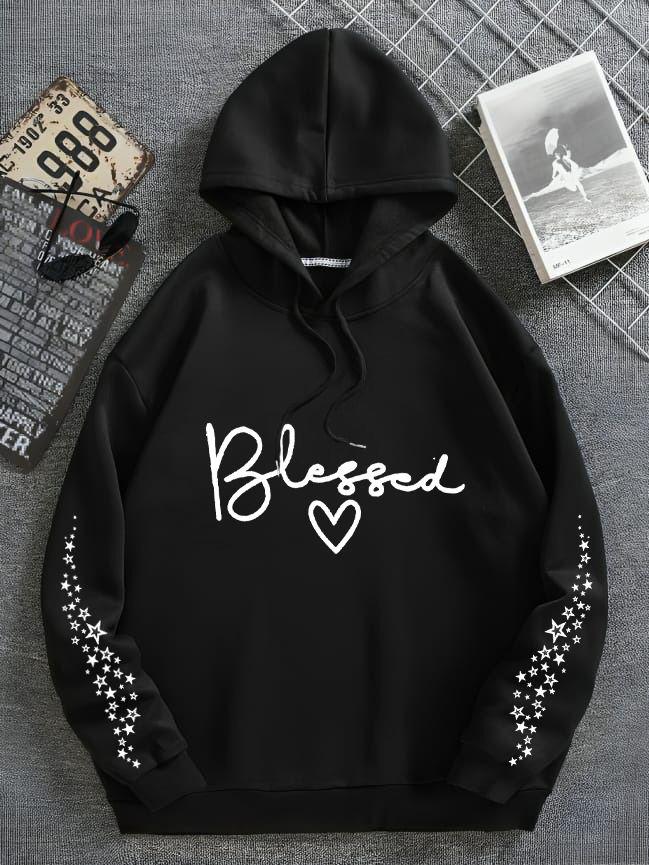 Blessed Printed Hoodie Black