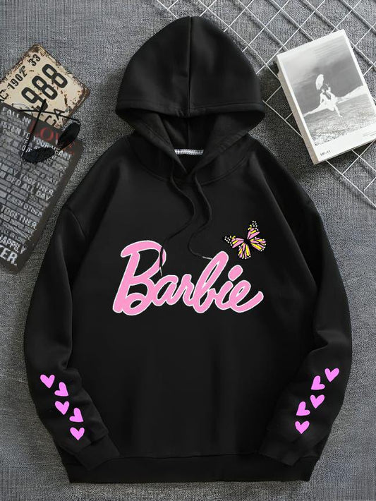 Barbie Printed Hoodie Black