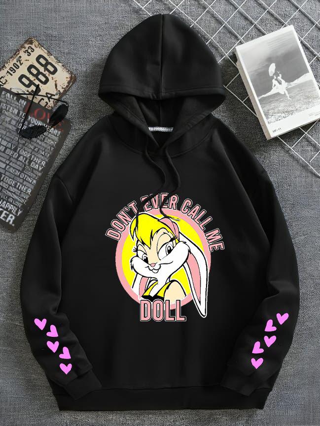 Don't Ever Call Me Doll Printed Hoodie Black