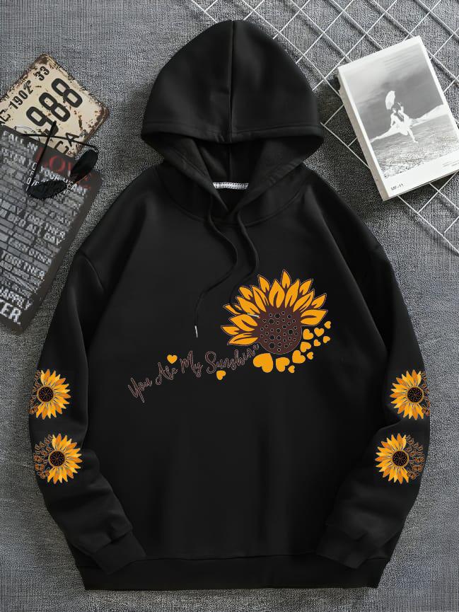 Sunflower Printed Hoodie Black