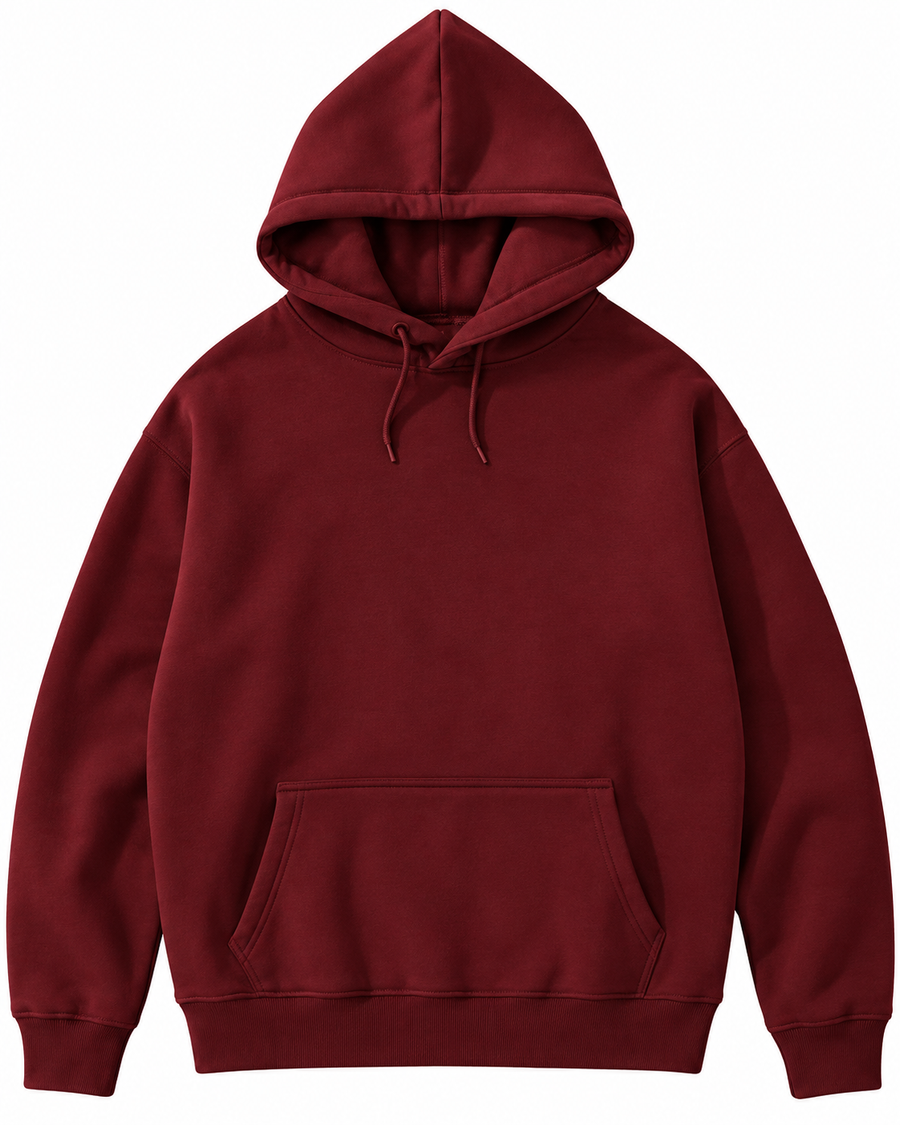 Unisex Plain Maroon Hoodie