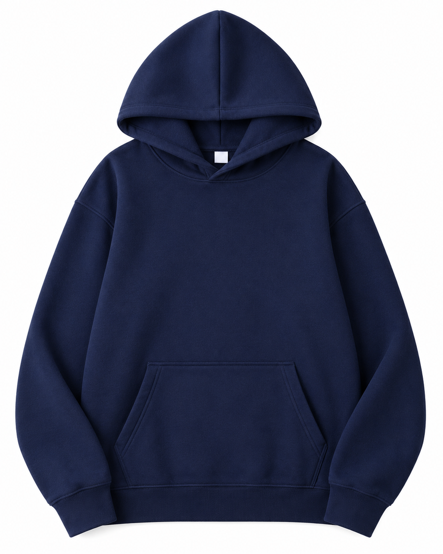 Unisex Plain Navy blue Hoodie