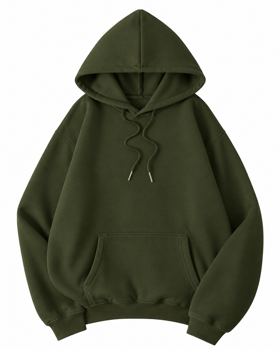 Unisex Plain Olive Hoodie
