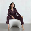 PLAIN SILK NIGHT SUIT - PURPLE