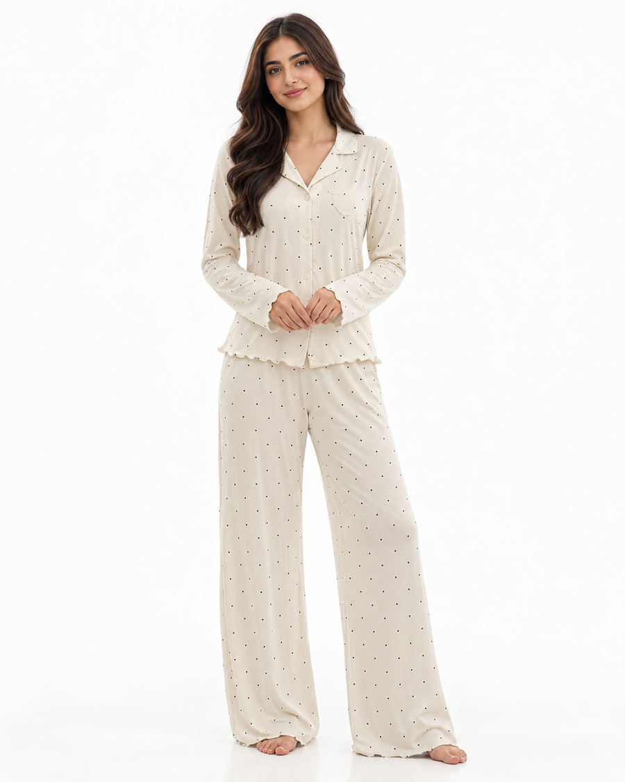 BELLAVISTA- Ivory Dream Doted Set - Oat Milk