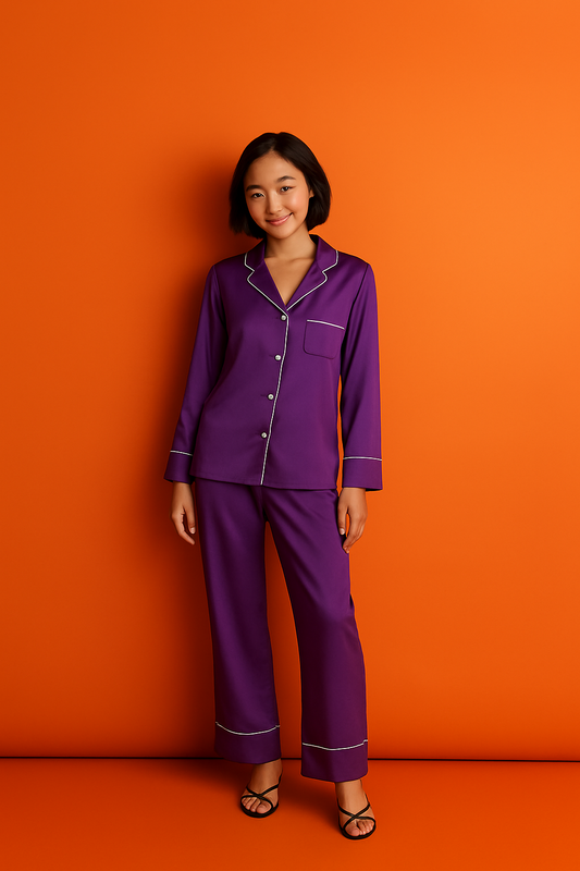 Silk Button Down - Purple