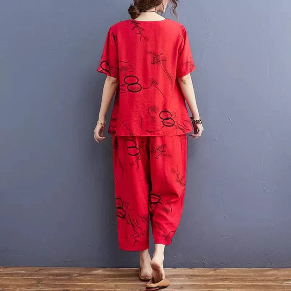 HN-RED RING CAPRI PRINTED NIGHT SUIT