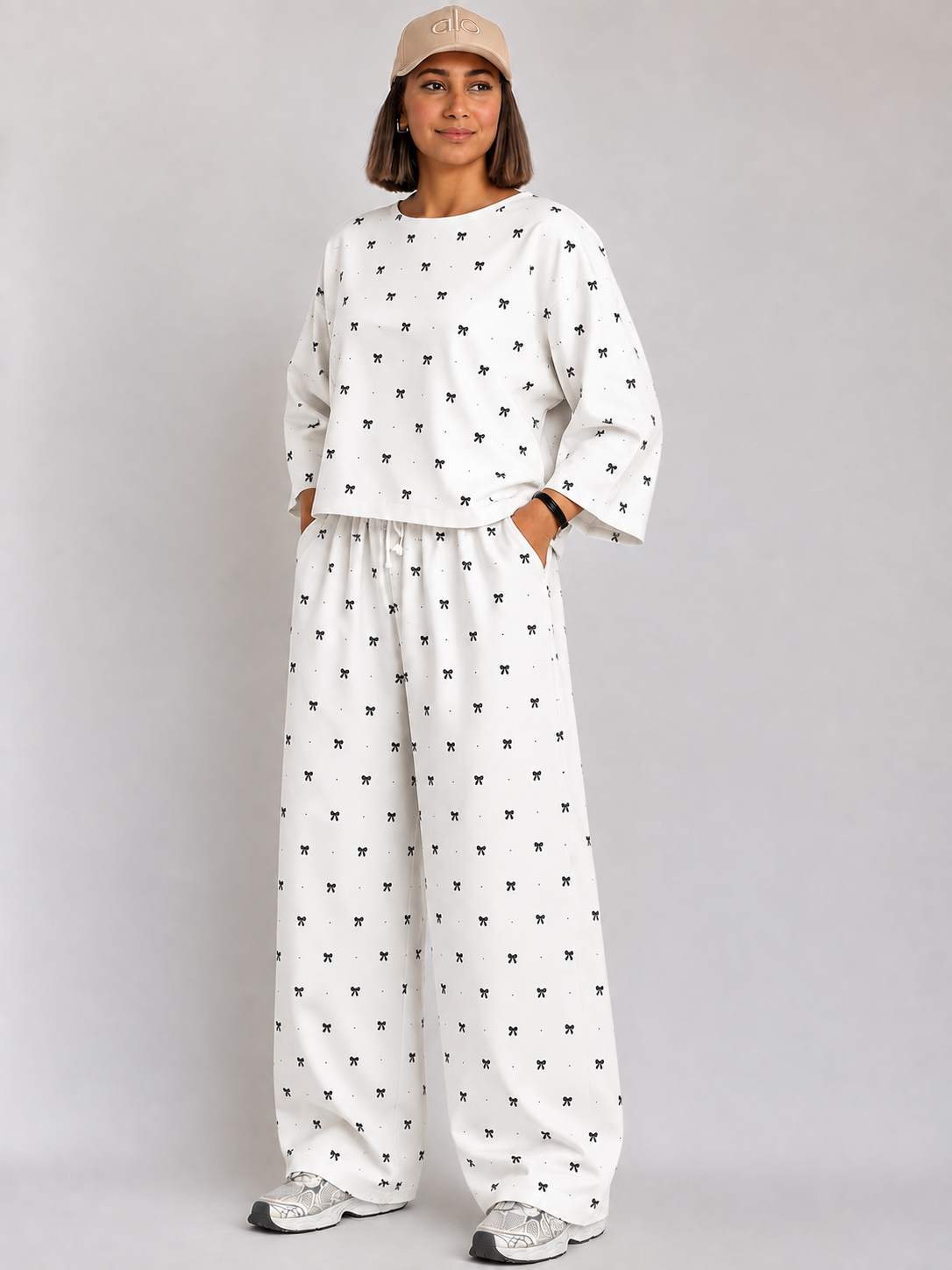Women's Premium Barbary Fabric Sleepwear Set – Loose Trouser & Short Tee SBSPJ-02