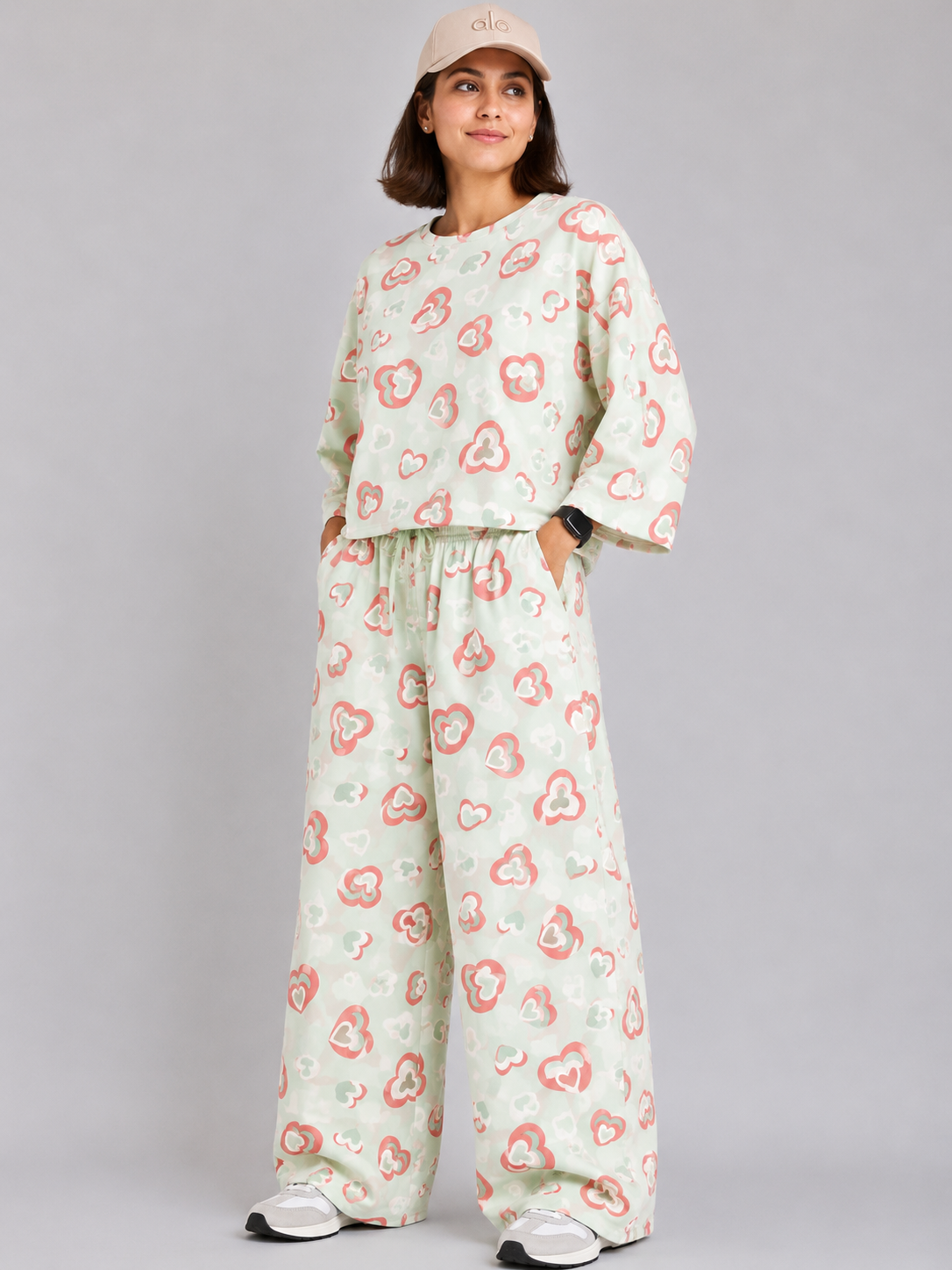 Women's Premium Barbary Fabric Sleepwear Set – Loose Trouser & Short Tee SBSPJ-10