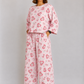 Women's Premium Barbary Fabric Sleepwear Set – Loose Trouser & Short Tee SBSPJ-07