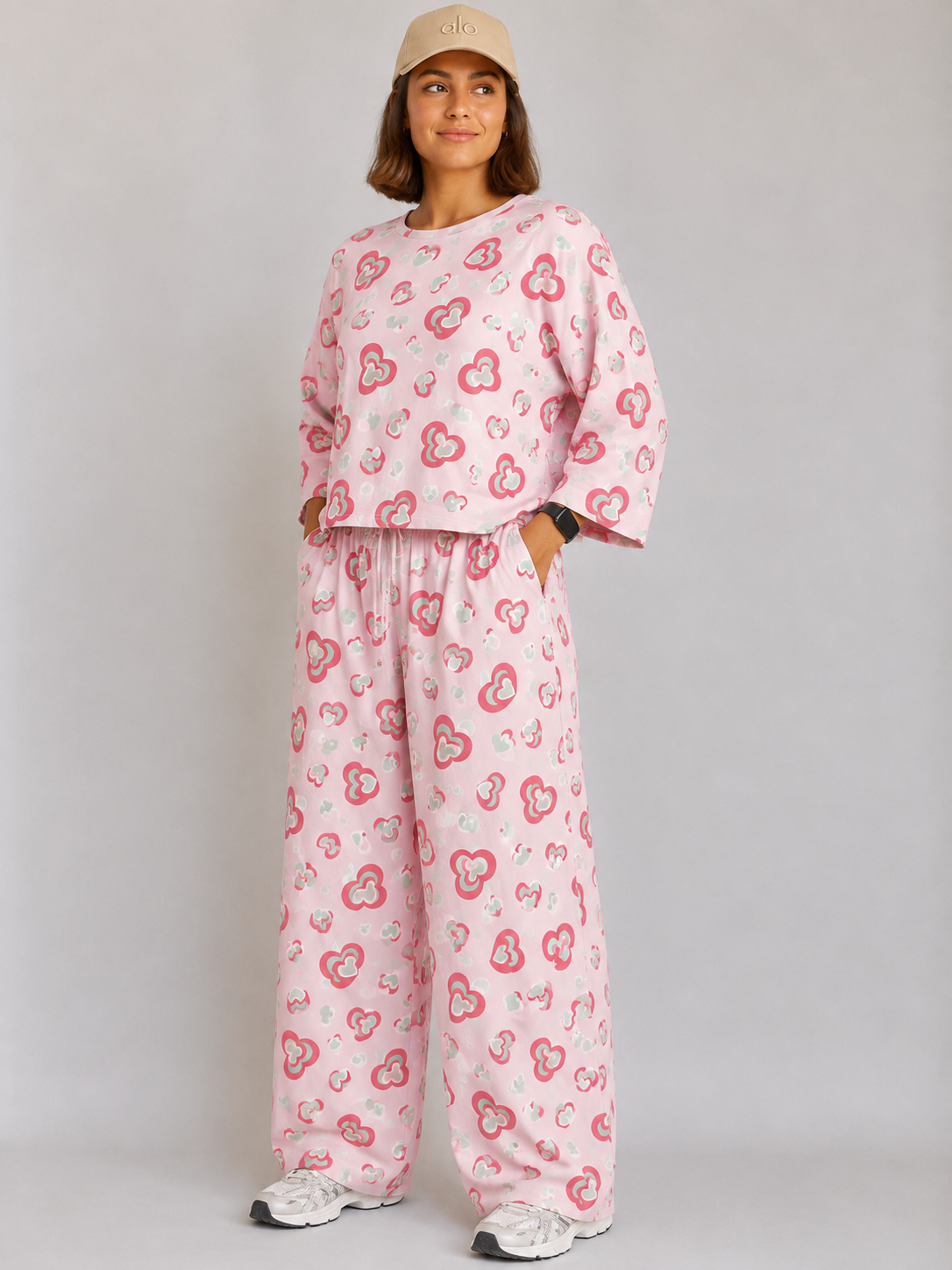 Women's Premium Barbary Fabric Sleepwear Set – Loose Trouser & Short Tee SBSPJ-07