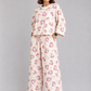 Women's Premium Barbary Fabric Sleepwear Set – Loose Trouser & Short Tee SBSPJ-09