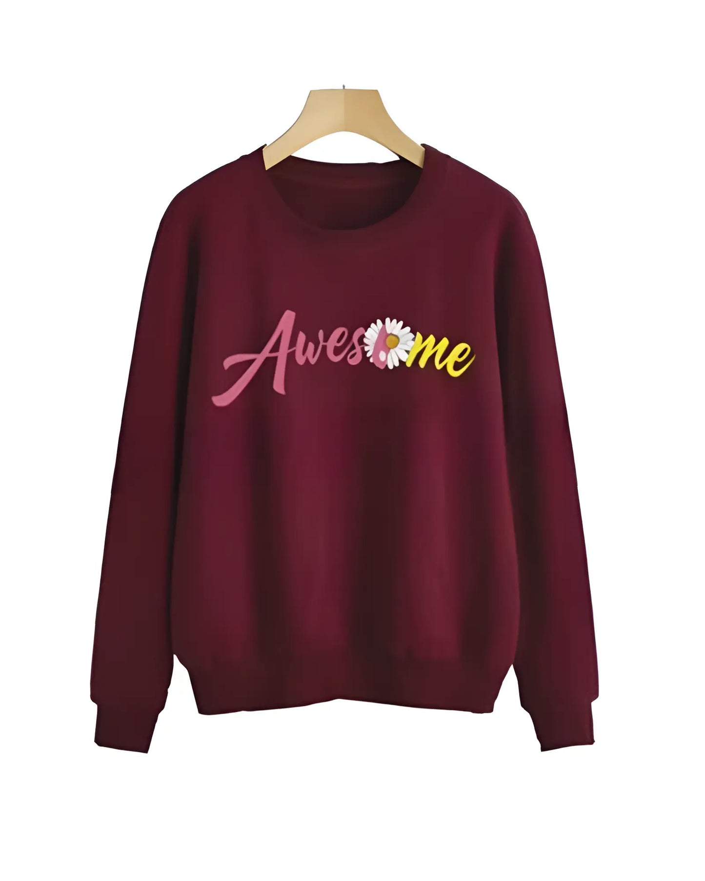 Maroon Awesome Printed Sweatshirt For Women