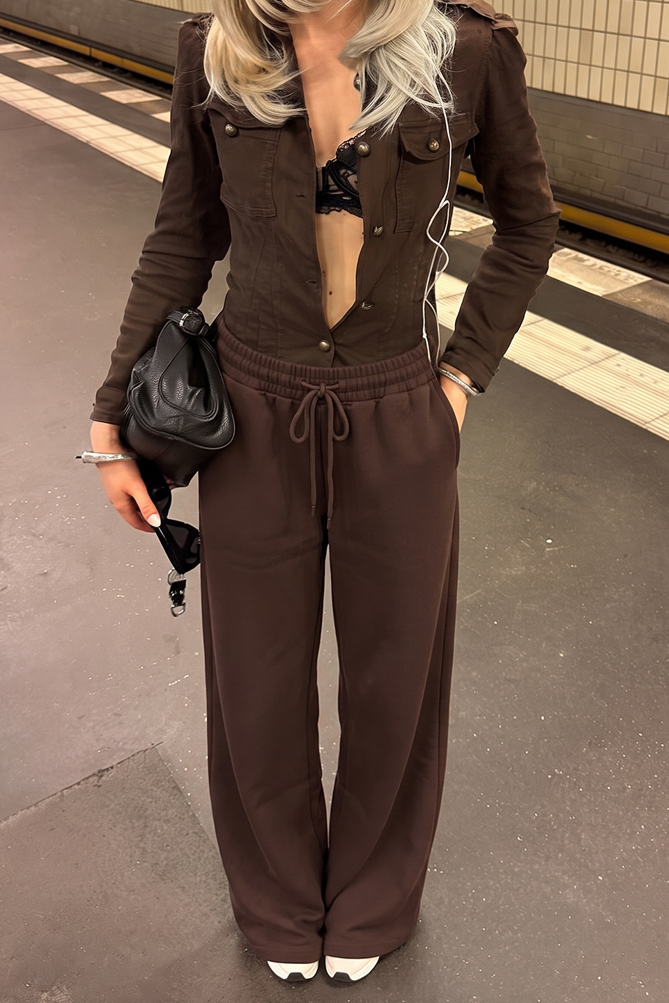 Wide Pull-On Trouser | Mocha Brown