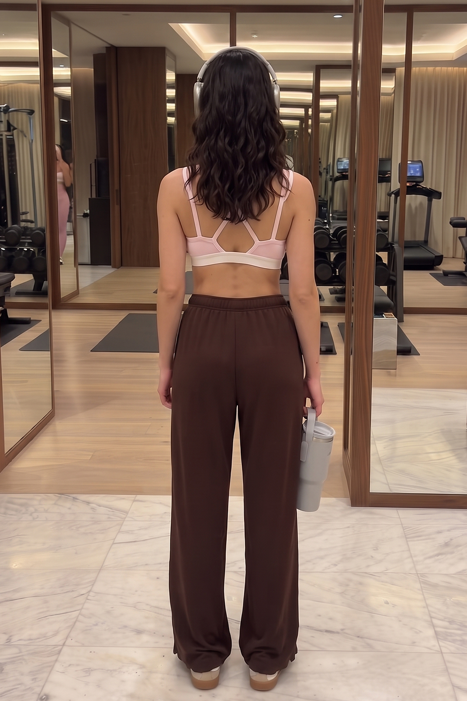 Women Wide-leg Trouser With Scalloped Edge - Mocha