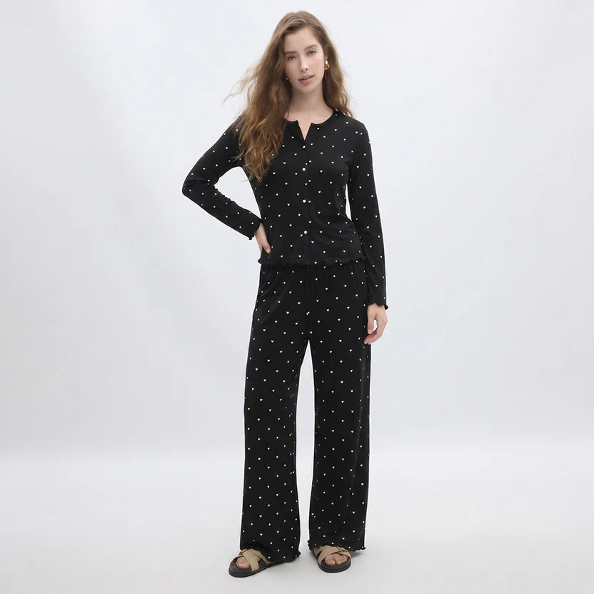 BELLAVISTA-Ivory Dream Set (Heart Printed) - Black
