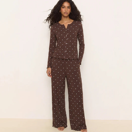 BELLAVISTA-Ivory Dream Set (Heart Printed) - Mocha