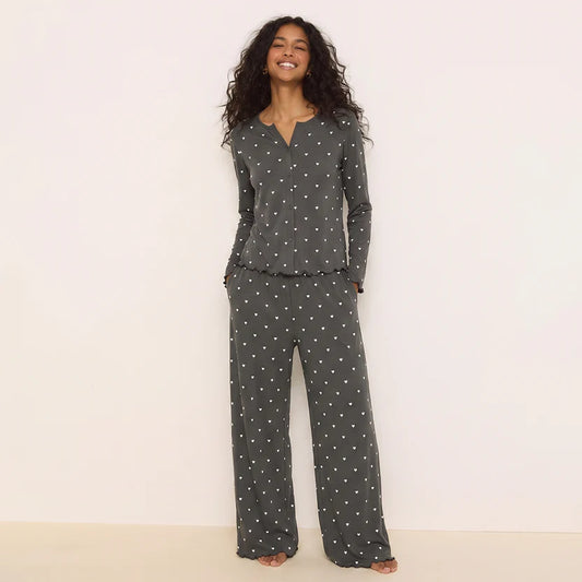 BELLAVISTA-Ivory Dream Set (Heart Printed) - Silent Grey