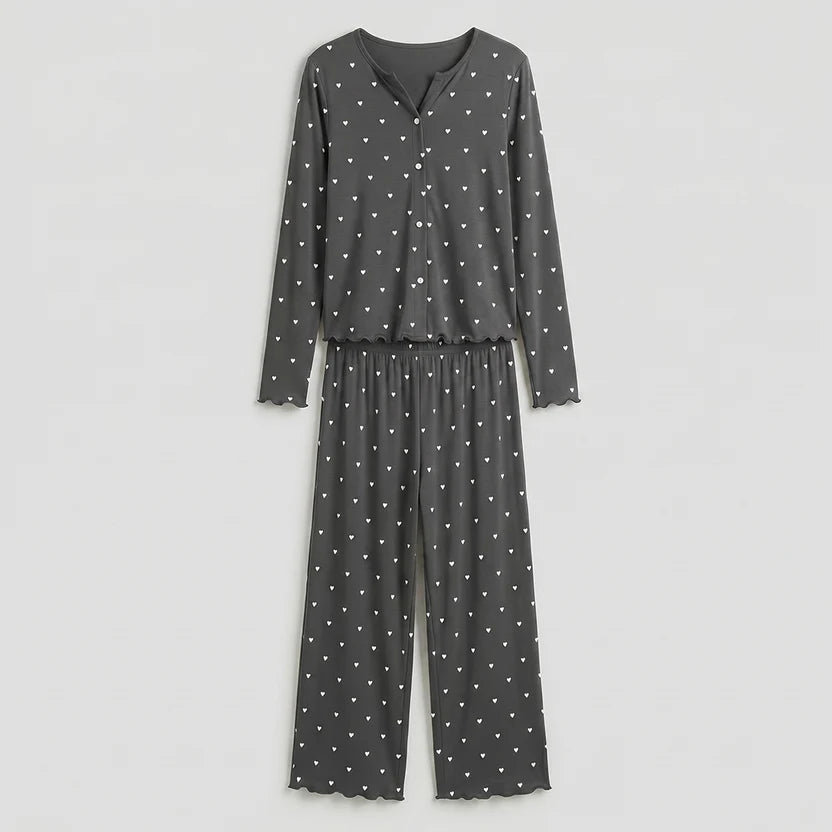 BELLAVISTA-Ivory Dream Set (Heart Printed) - Silent Grey
