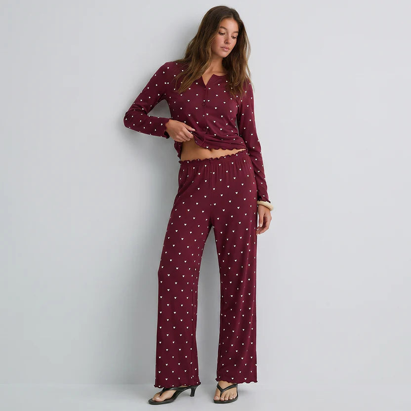 BELLAVISTA-Ivory Dream Set (Heart Printed) - Maroon