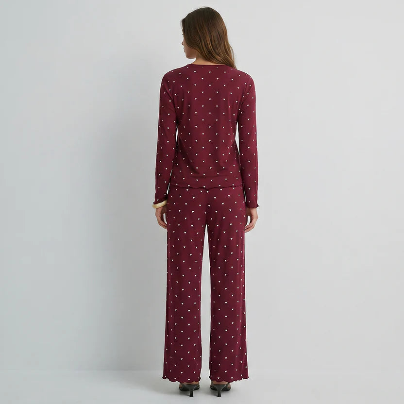 BELLAVISTA-Ivory Dream Set (Heart Printed) - Maroon