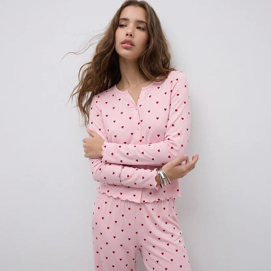 BELLAVISTA- Ivory Dream Set (Heart Printed) - Nude Pink