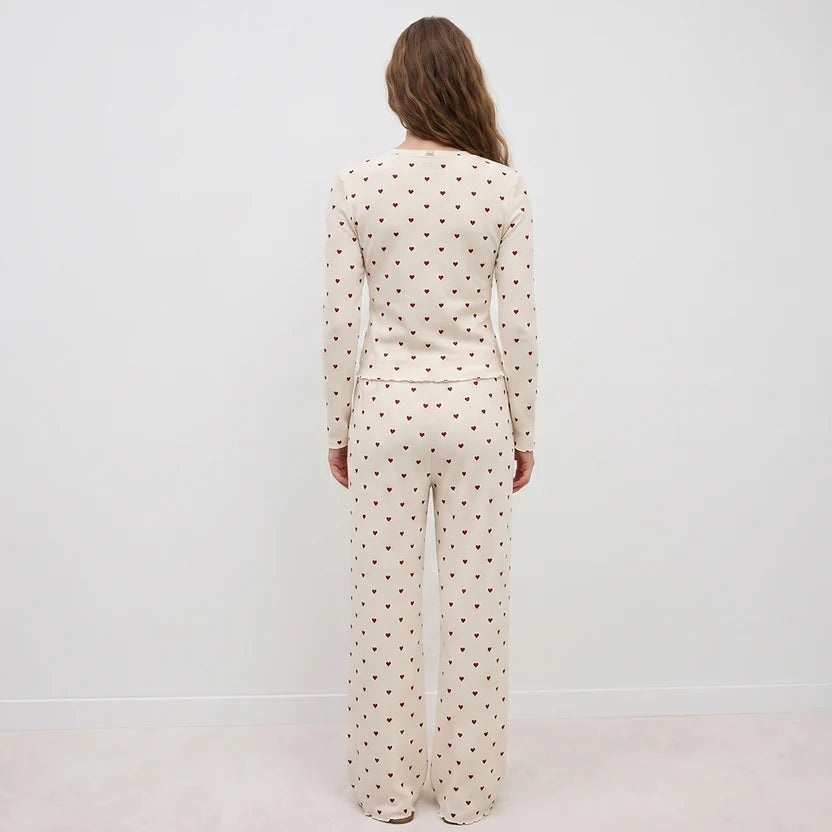 BELLAVISTA-Ivory Dream Set (Heart Printed) - Oat Milk