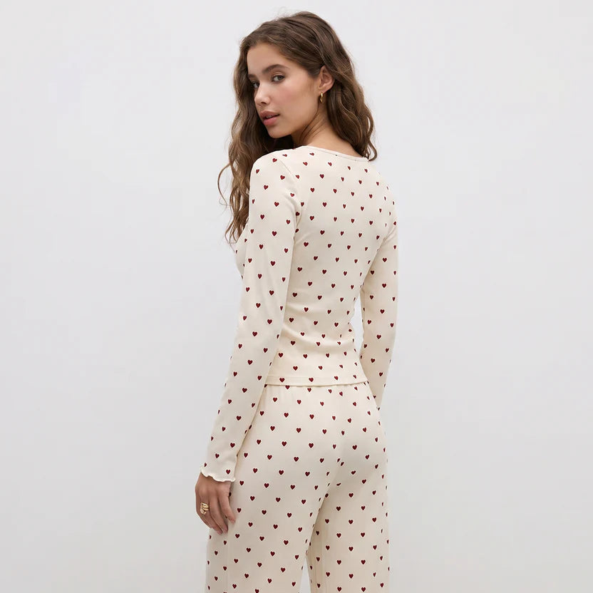 BELLAVISTA-Ivory Dream Set (Heart Printed) - Oat Milk