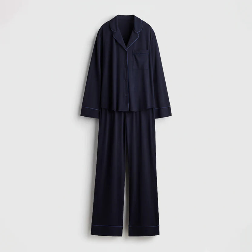Luxury Navy Blue Sleep Set Linen