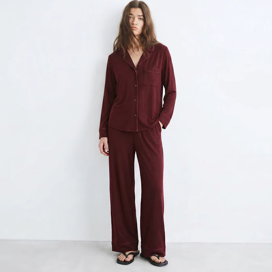 Luxury Maroon Sleep Set Linen